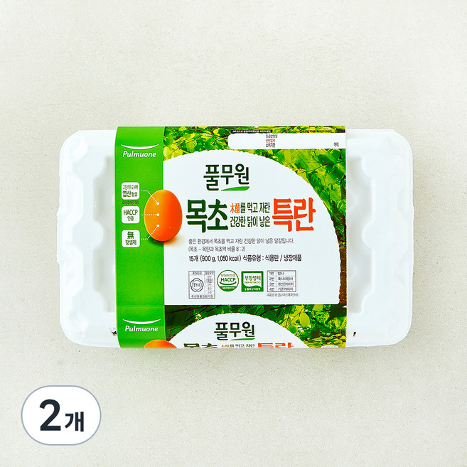 풀무원 1+등급 목초 특란, 15구, 2개