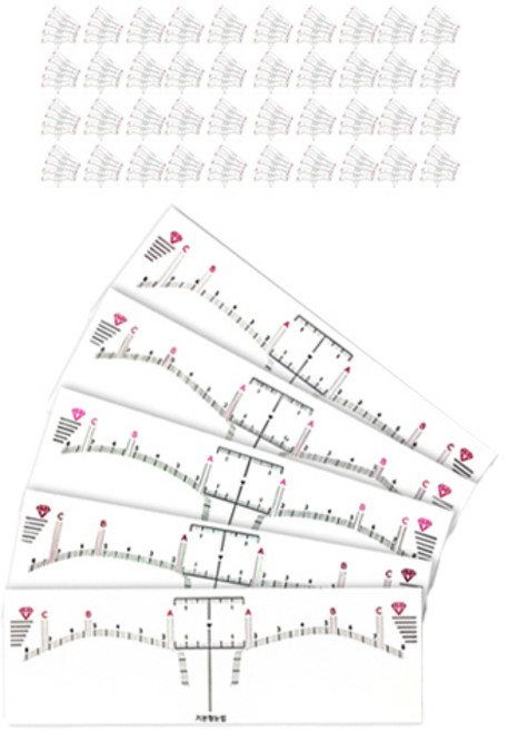 반영구 눈썹 디자인용 스티커 자 5종 세트, 혼합형, 10세트