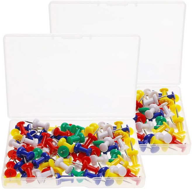 MaDaKkuMi 彩色透明圖釘文件固定釘 01混合色, 80個, 2組