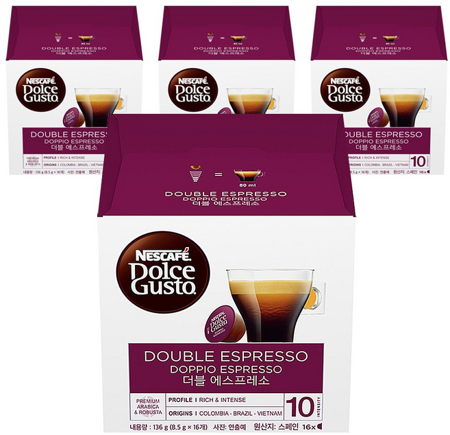 돌체구스토 더블 에스프레소 캡슐커피, 8.5g, 16개입, 4개