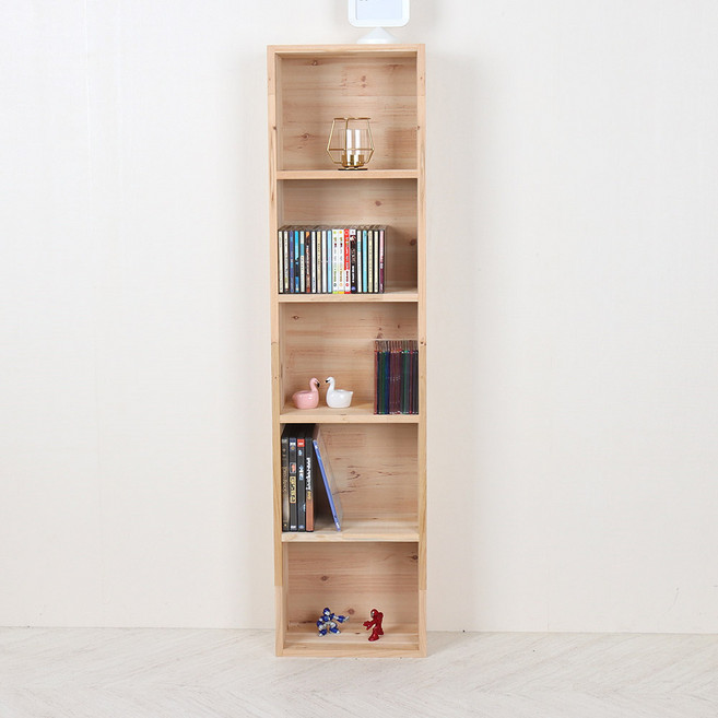 삼나무 다용도 슬림 책장, 원목, 5단