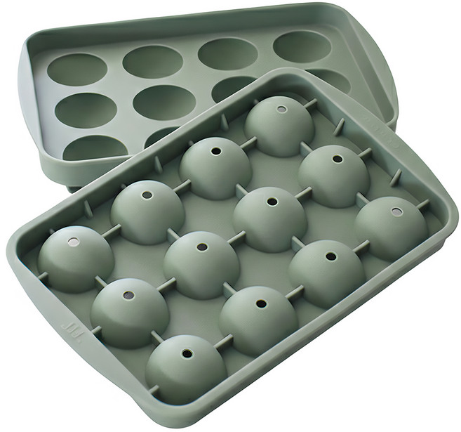 糖果色矽膠12格圓球製冰盒 食品接觸 可重複使用, 綠色, 1個