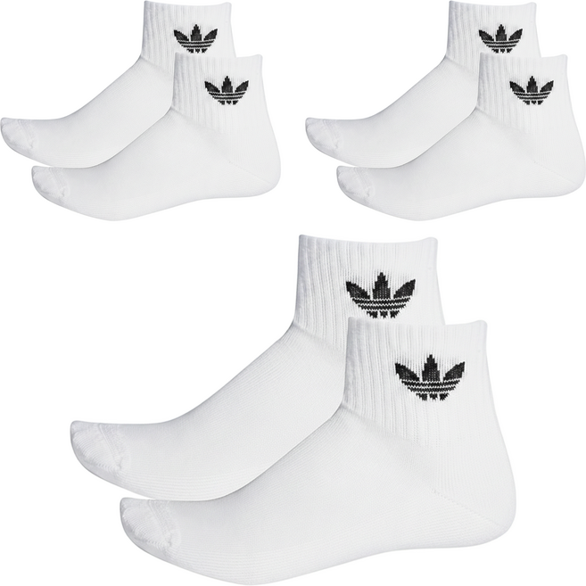 adidas 愛迪達 Originals MID ANKLE SCK 運動襪 延續款, 白色, 3雙