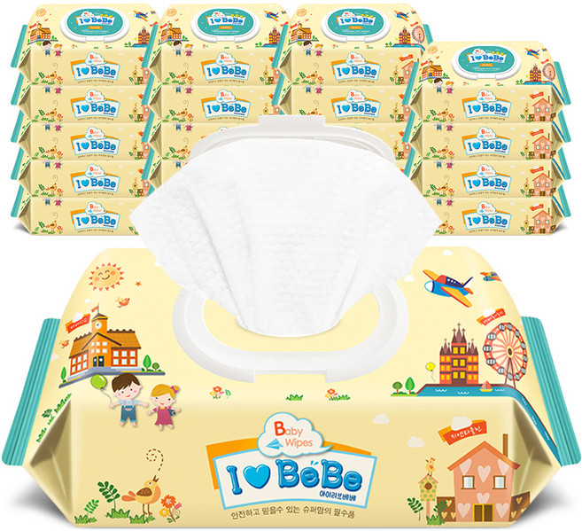 아이러브베베 아이보리 물티슈 캡형, 62g, 72개입, 20개