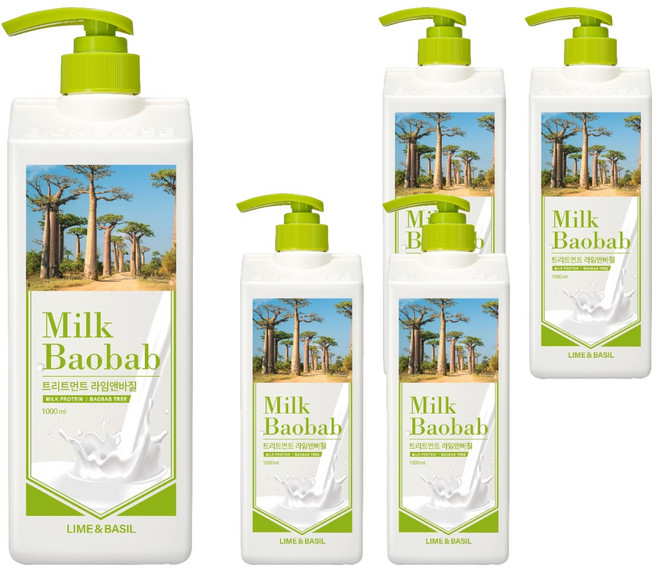 밀크바오밥 라임 앤 바질 트리트먼트, 1L, 5개
