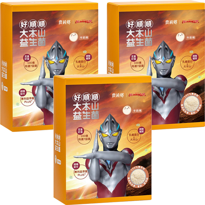 農純鄉 好順順 大本山益生菌 牛奶味 6個月以上, 30包, 2g, 3盒
