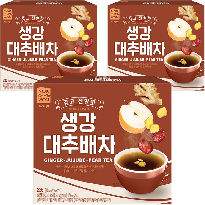 녹차원 생강대추배차 스틱, 15g, 15개입, 3개