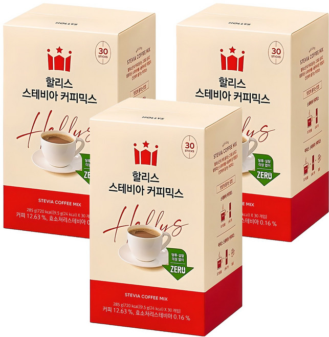할리스 스테비아 커피믹스, 9.5g, 30개입, 3개