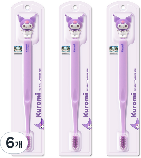 아텍스 쿠로미 피규어 유아 칫솔, 쿠로미(퍼플), 1개입, 6개