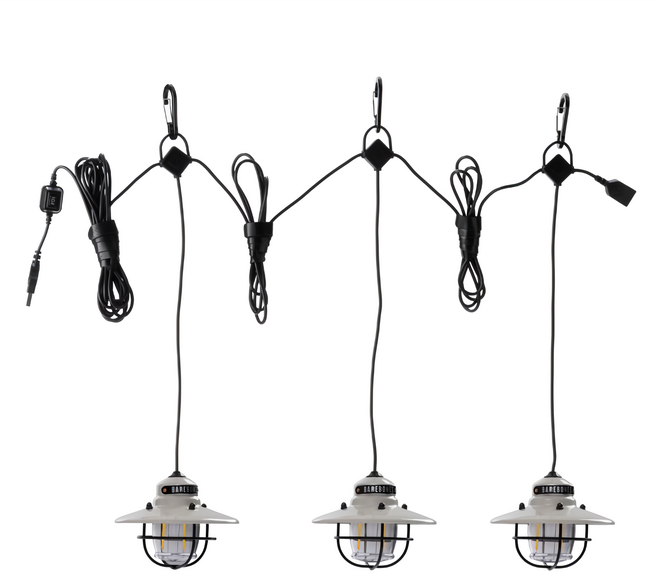 BAREBONES 串連垂吊營燈 Edison String Lights Set 亮度範圍40至250流明 溫暖光線 USB插電, 骨董白, 1組