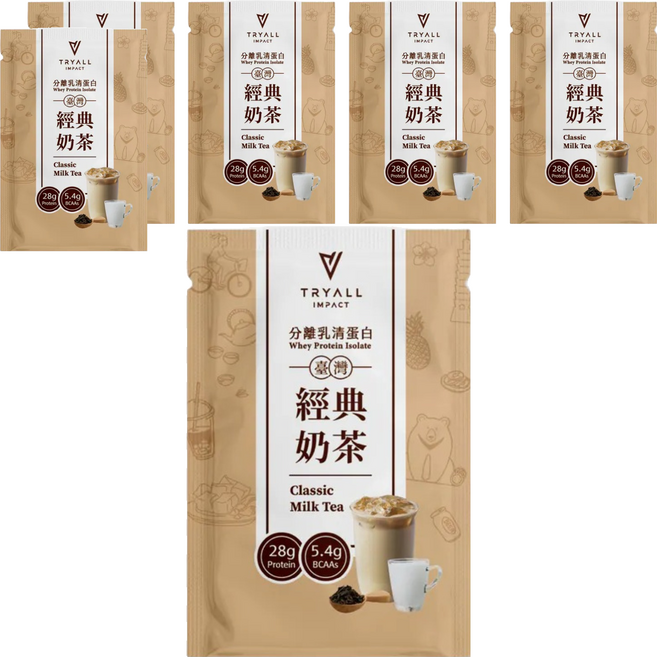 TRYALL 全分離乳清蛋白 經典奶茶 每包含有28g蛋白質 添加必需氨基酸BCAA, 35g, 6包