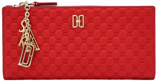 닥스 여성용 루이스 DD로고 포인트 소가죽 슬림 2단 장지갑 DCWA6E538R2