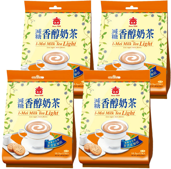 義美 減糖香醇奶茶, 16.5g, 17包, 4袋