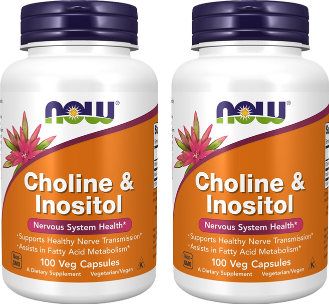 NOW Foods 膽鹼 + 肌醇膠囊 250mg, 100顆, 2罐