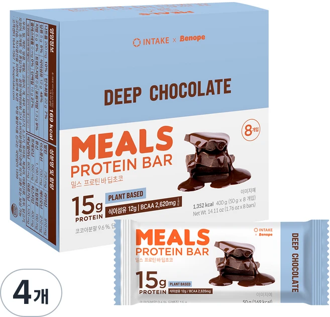 밀스 프로틴 바 딥초코, 400g, 4개 - 쿠팡