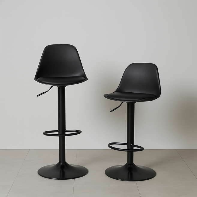 하비티 모던 파우더코팅 컴포트 발걸이형 홈바체어, 블랙, 2개