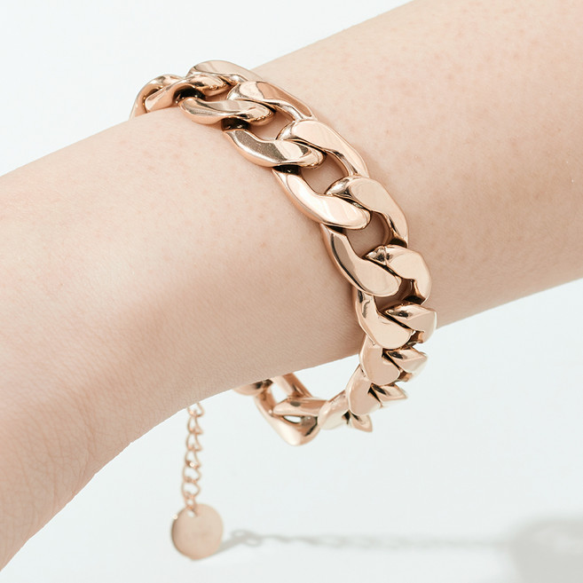 노이드비 여성용 써지컬스틸 심플 볼드 체인 팔찌