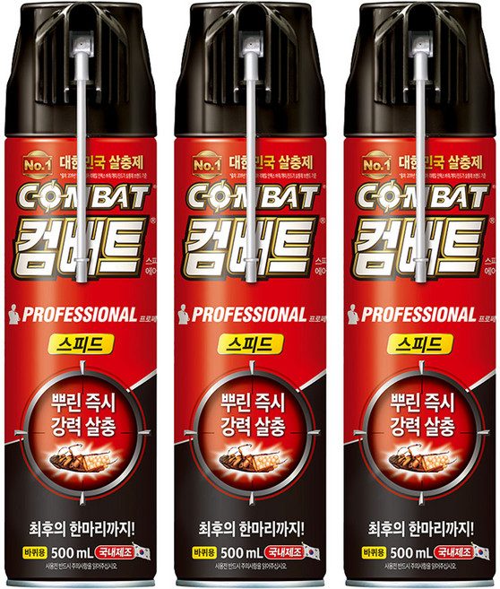 컴배트 스피드 에어졸 바퀴용, 500ml, 3개