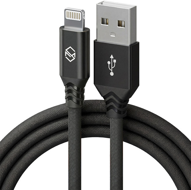 신지모루 더치패브릭 아이폰 고속충전 케이블, 2m, 블랙, 1개