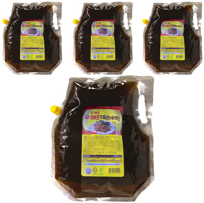 오뚜기 오쉐프 매운데리야끼 소스, 2kg, 4개