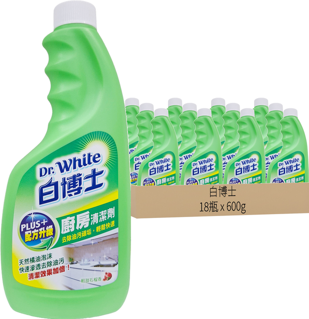 Dr.White 白博士 廚房PLUS清潔劑 補充瓶, 600g, 18瓶