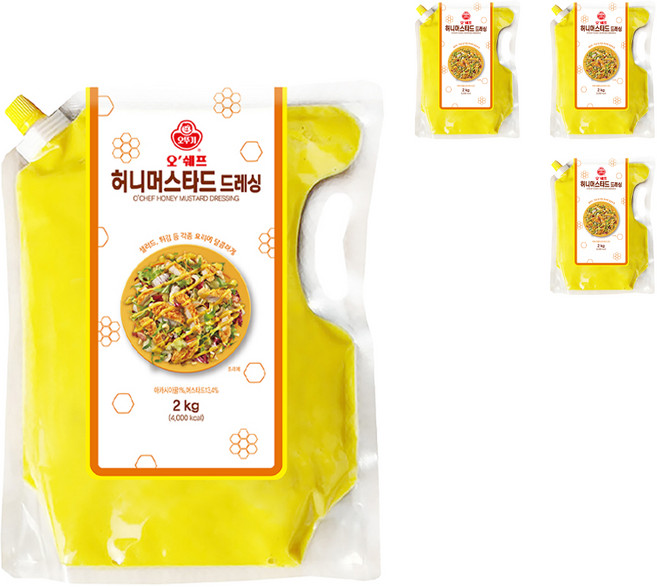 오뚜기 오쉐프 허니머스타드 드레싱, 2kg, 4개