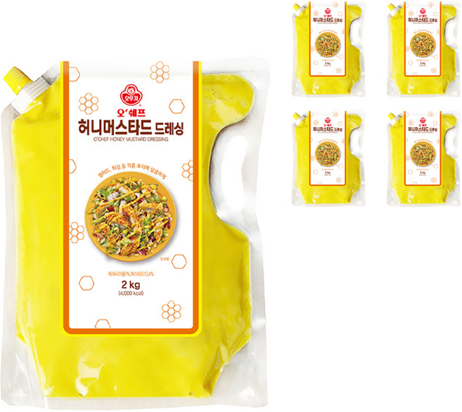 오뚜기 오쉐프 허니머스타드 드레싱, 2kg, 5개