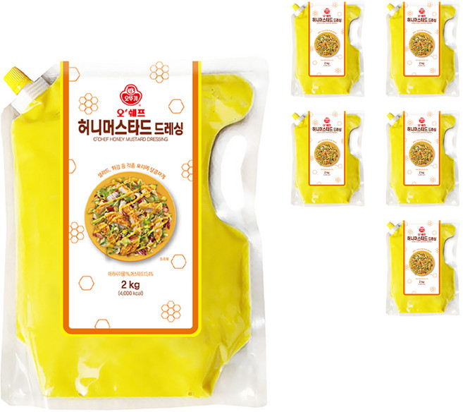 오뚜기 오쉐프 허니머스타드 드레싱, 2kg, 6개