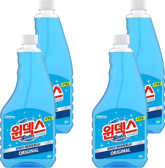 윈덱스 유리세정제 교체용, 500ml, 4개
