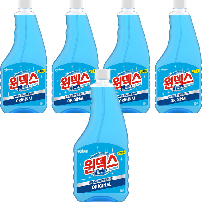 윈덱스 유리세정제 리필, 500ml, 5개