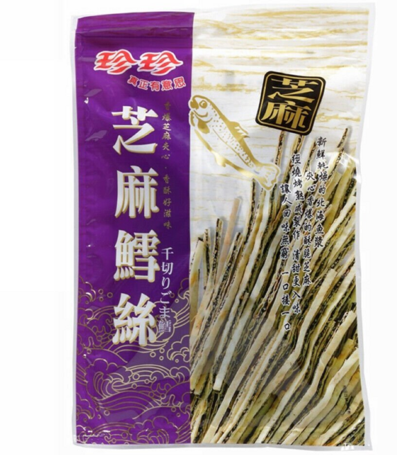珍珍 芝麻鱈魚絲 酥脆芝麻 新鮮乾燥魚漿, 120g, 1包