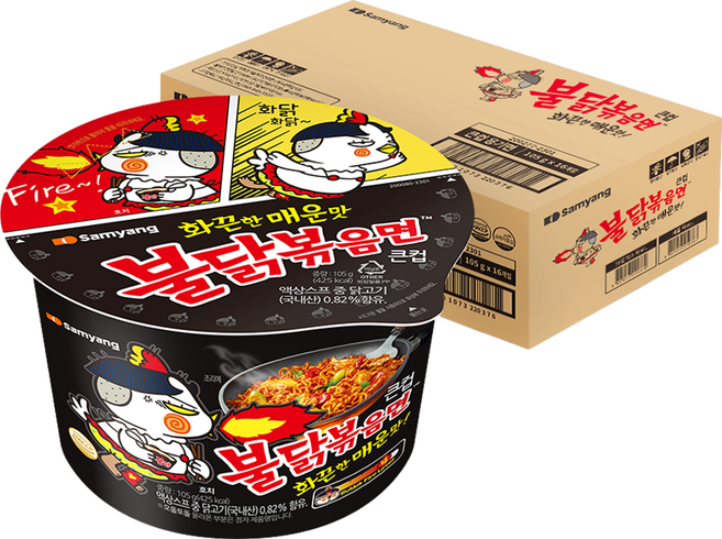 불닭볶음면 큰컵 105g, 16개