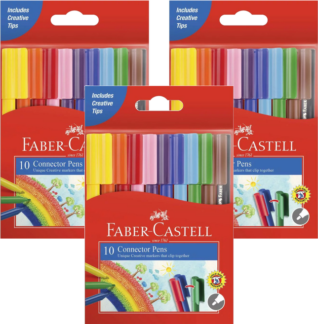 FABER-CASTELL 輝柏 11-150-A 彩色連接筆, 10色, 3盒
