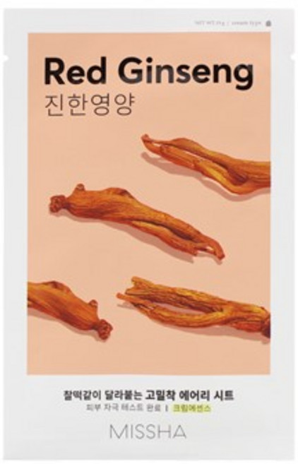 미샤 에어리 밀착 시트마스크 홍삼, 1개입, 1개