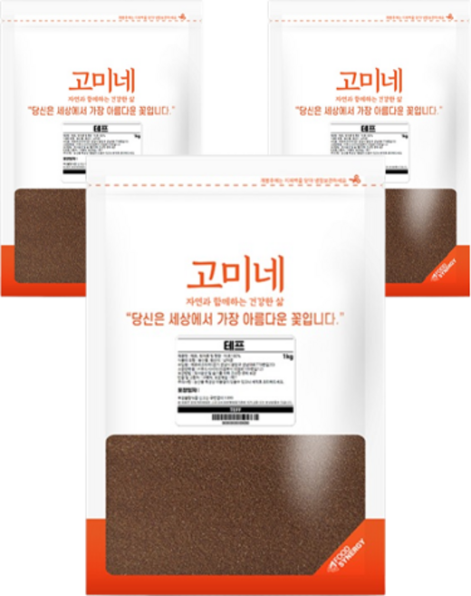 고미네 테프 잡곡, 1kg, 3개