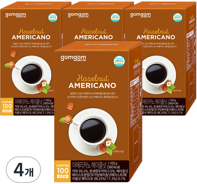 곰곰 아메리카노 헤이즐넛, 100개입, 4개, 1g