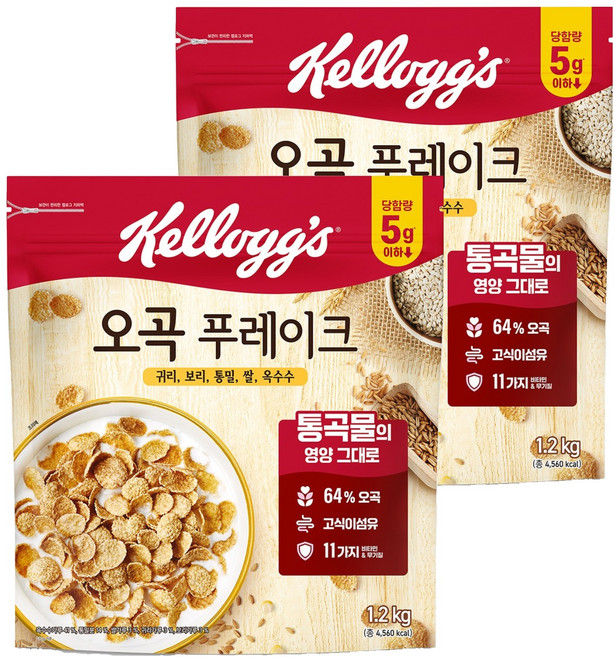 켈로그 오곡 푸레이크 시리얼, 1.2kg, 2개