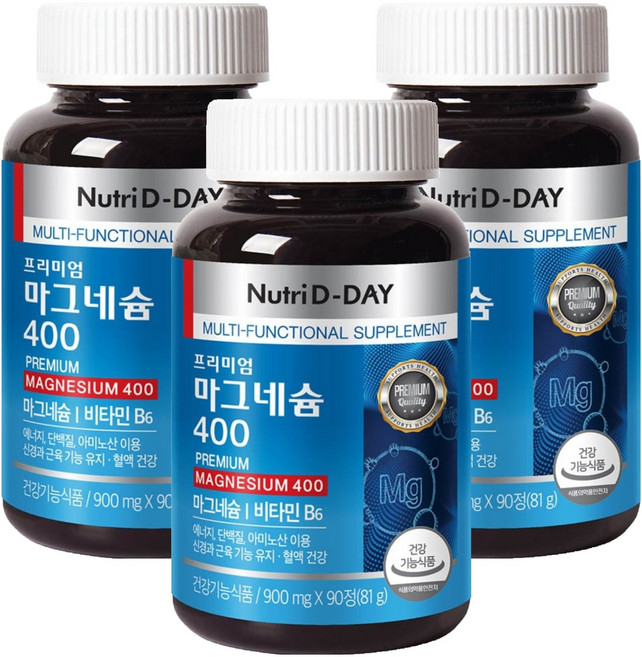 뉴트리디데이 프리미엄 마그네슘 400, 90정, 3개