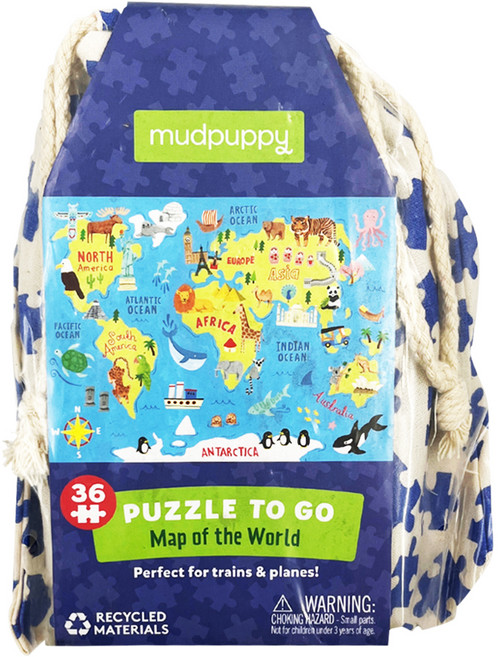 mudpuppy 隨身拼圖 世界地圖, 36片, 1組