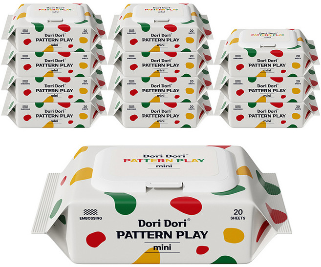 도리도리 패턴플레이 미니 아기물티슈 캡형, 75g, 20매, 12개