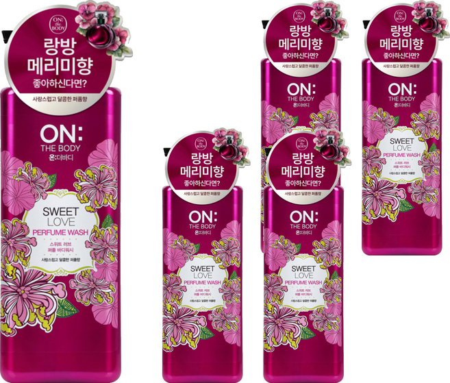 온더바디 퍼퓸 바디워시 스위트 러브, 900g, 5개