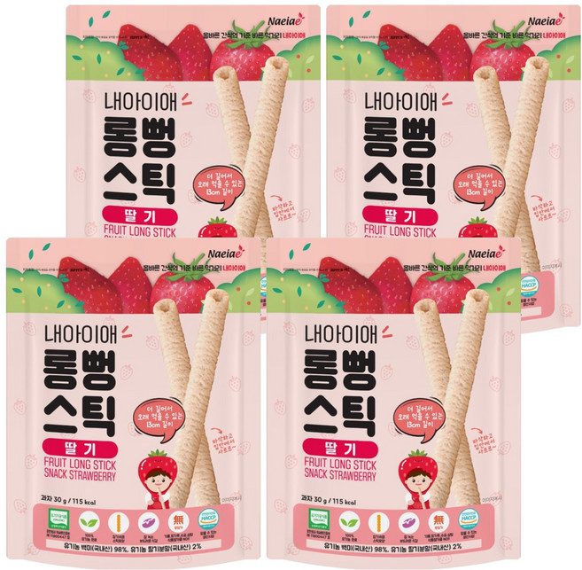 Naeiae 嬰幼兒米棒, 草莓, 30g, 4包