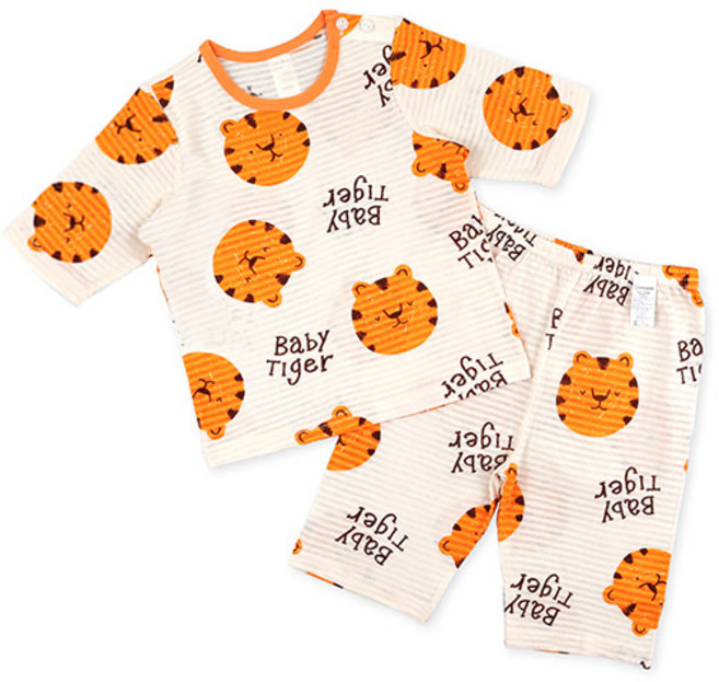 Maykids 孩童老虎印花短袖T恤+7分褲