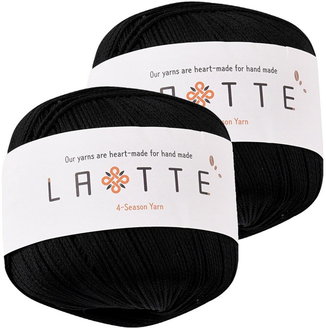 실바람섬유 라떼 뜨개실, 02 검정, 2개