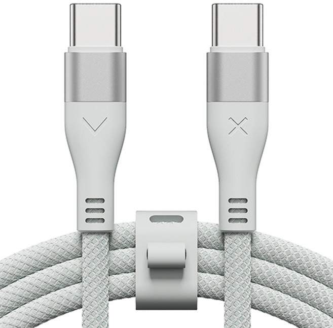 빅쏘 우븐 패브릭 단선방지 USB C to C 타입 PD 60W 고속 충전 아이폰 갤럭시 케이블, 1개, 그레이 민트, 1.2m