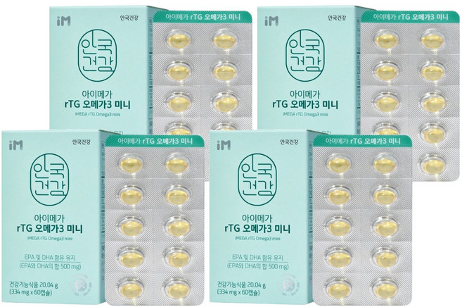 안국건강 아이메가 알티지 오메가3 미니, 60정, 4개