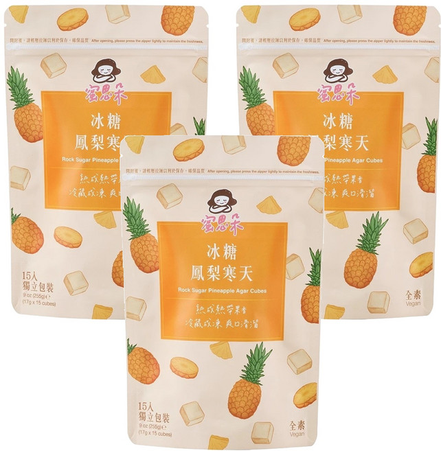 Medolly 蜜思朵 冰糖鳳梨寒天, 15顆, 17g, 3袋