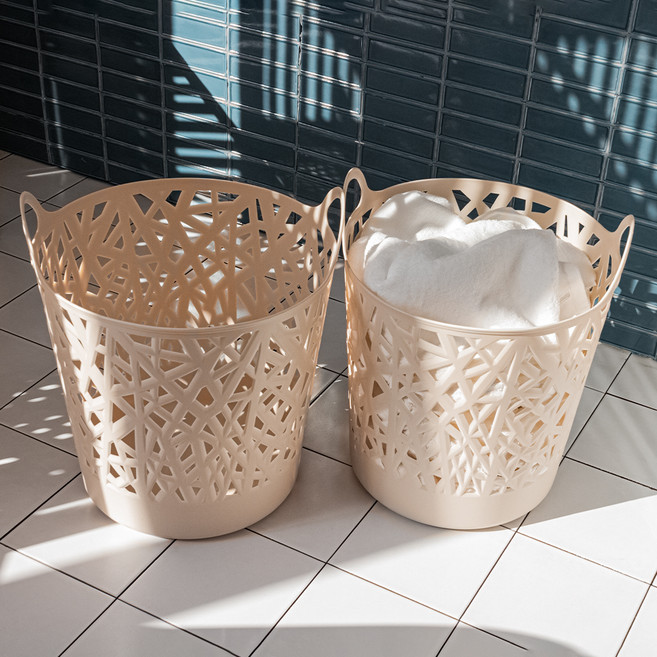 아임홈리빙 라인 스탠다드 통기성 좋은 말랑한 빨래바구니 40L 2P, 아이보리