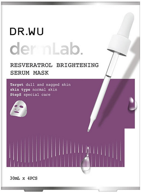 DR.WU 達爾膚 白藜蘆醇亮白精華面膜, 4片, 1盒