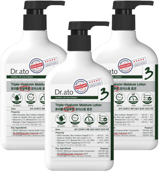 닥터아토 트리플 히알루론 모이스춰 로션, 310ml, 3개